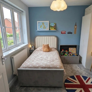 Honey Dream Kids Bed | Grey & White Plush Velvet