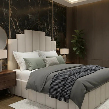 Veera Beds and Mattress Upholstered Panel Bed Frame Luxury Plush Velvet