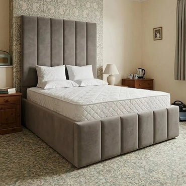 2026 Luxurious Panel Pleated Bed Frame, Elegant Upholstered Design, Tall Headboard, UK Handcrafted | Heavenly Beds
