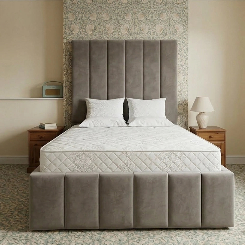 2026 Luxurious Panel Pleated Bed Frame | Tall Headboard