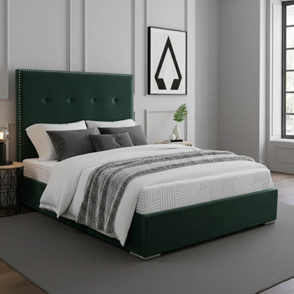 Aria Cream Fabric Upholstered Bed Frame | Ottoman Option