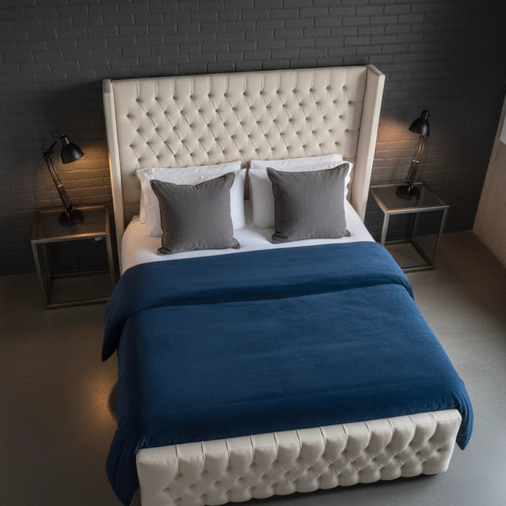 Pearl Blossom Wingback Bed Frame | Storage & Mattress
