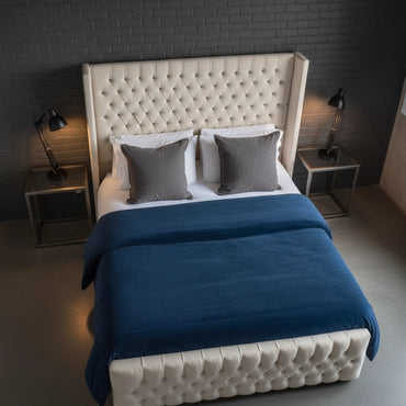 Pearl Blossom Wingback Bed Frame | Storage & Mattress