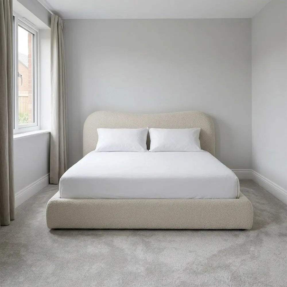 Ameri Boucle Teddy Fabric Bed Frame | Luxury Upholstered Bed with Storage Options | UK Sizes Available