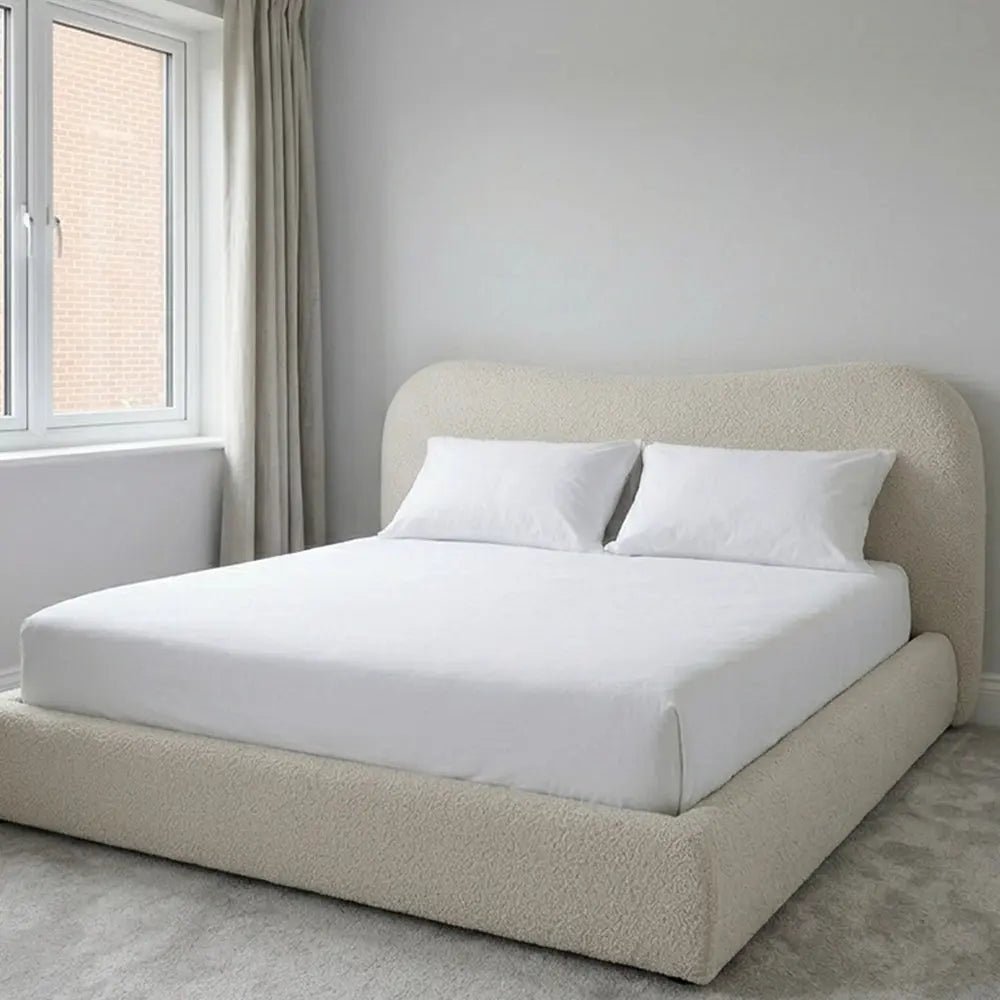Ameri Boucle Teddy Fabric Bed Frame | Luxury Upholstered Bed with Storage Options | UK Sizes Available
