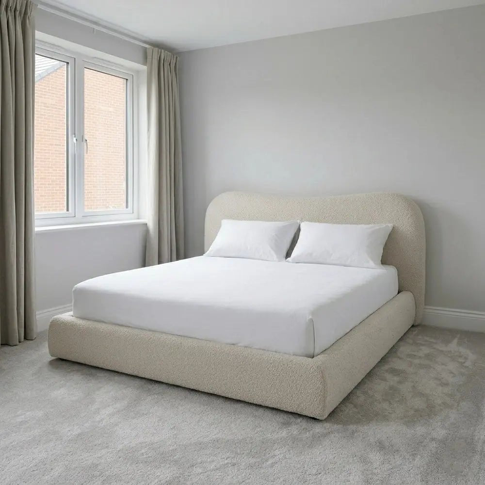 Ameri Boucle Teddy Fabric Bed Frame | Luxury Upholstered Bed with Storage Options | UK Sizes Available