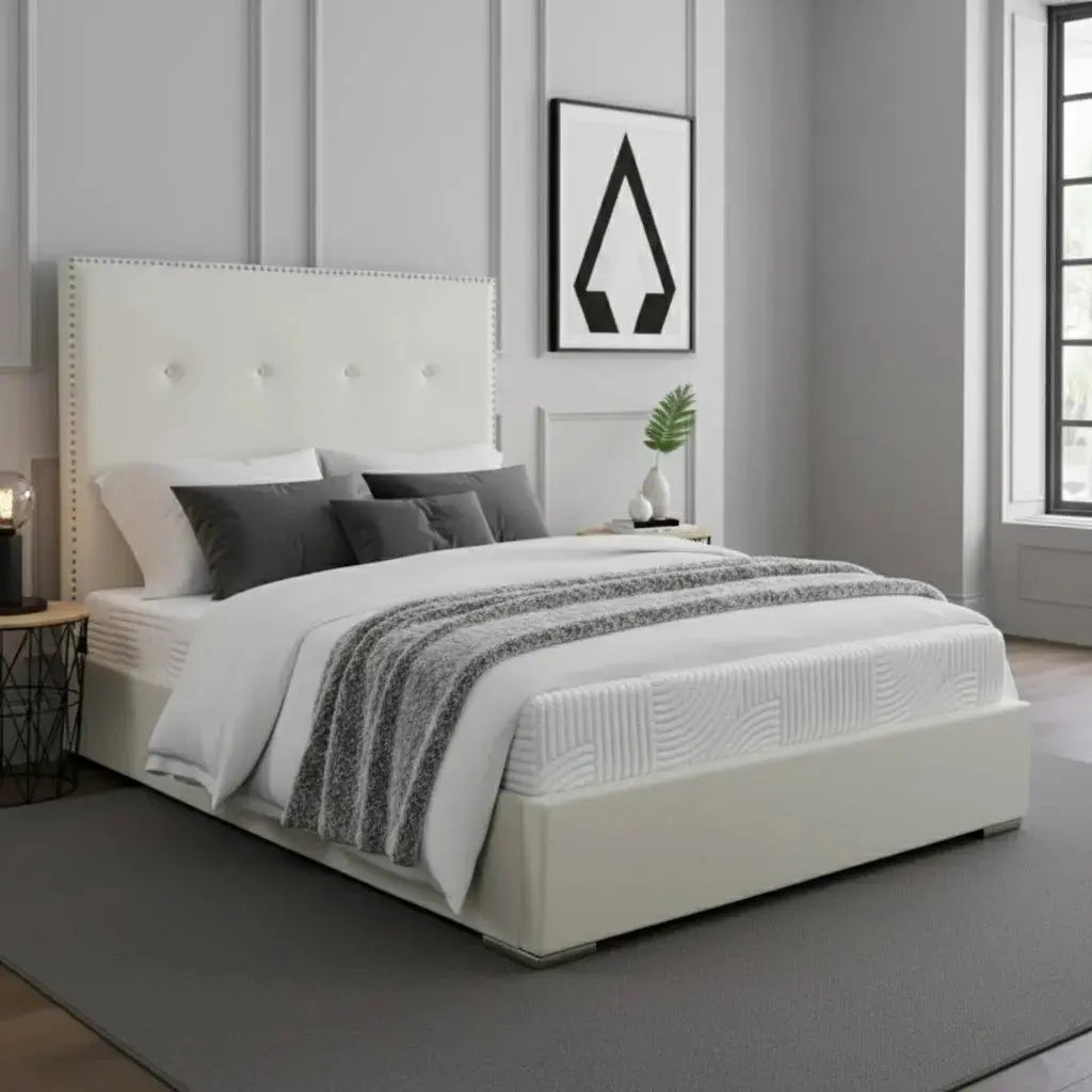 Aria Cream Fabric Upholstered Bed Frame