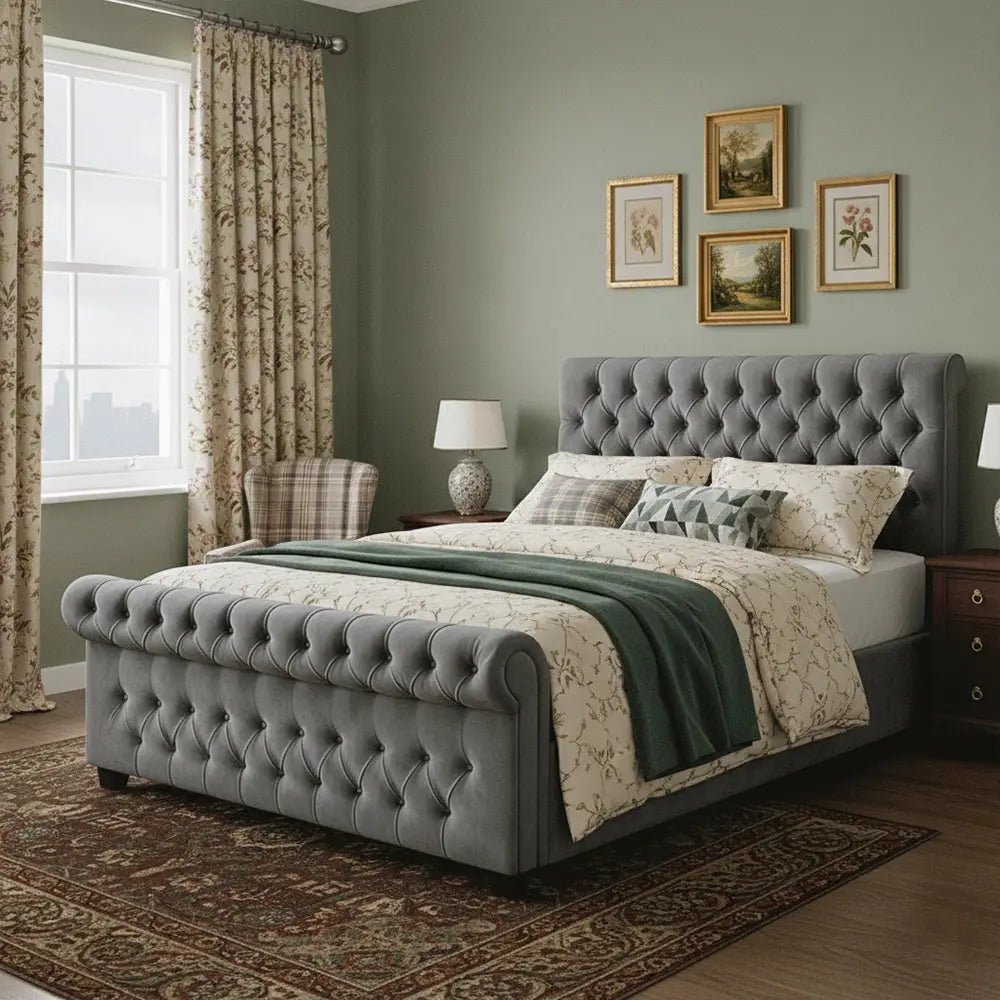 Bespoke Sleigh Bed Frame - Any Fabric