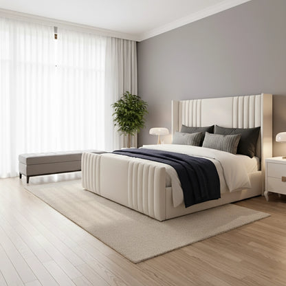 NewYork Upholstered Wing Bed | Gas Lift Storage