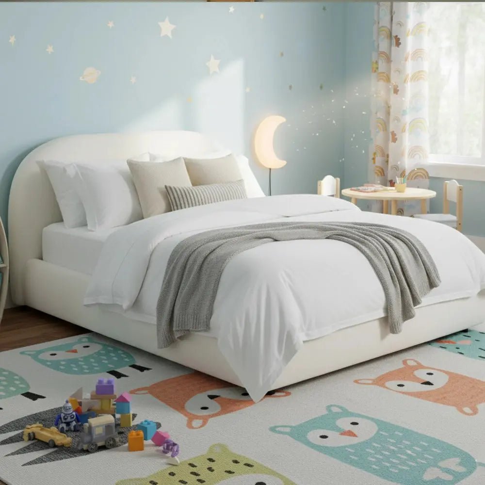 Curved Boucle Teddy Fabric Bed frame