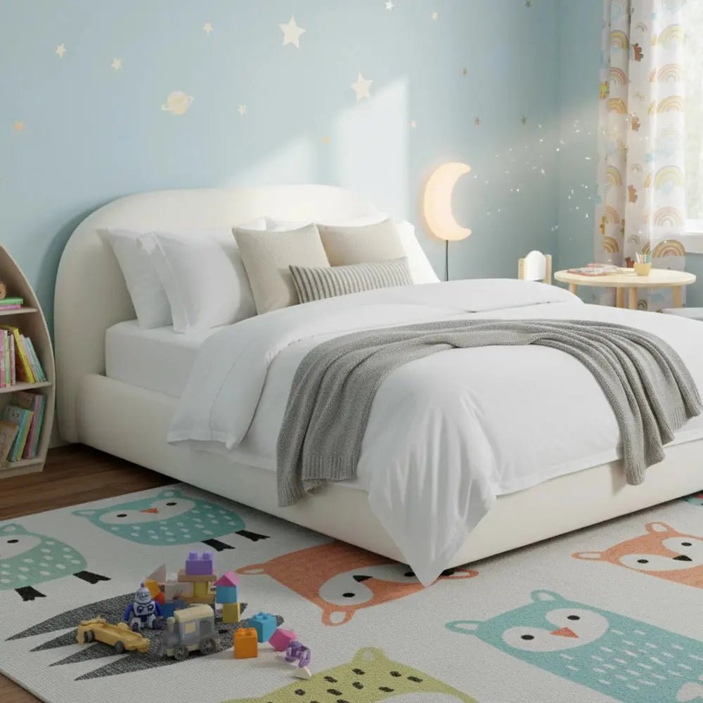Curved Boucle Teddy Fabric Bed frame