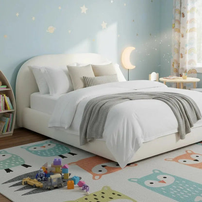 Curved Boucle Teddy Fabric Bed frame