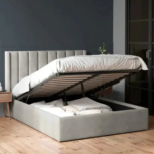 Emilie Ottoman Gas Lift Storage Wing Bed Frame