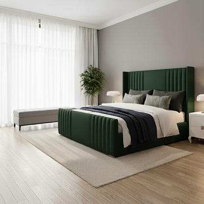 NewYork Upholstered Wing Bed | Gas Lift Storage