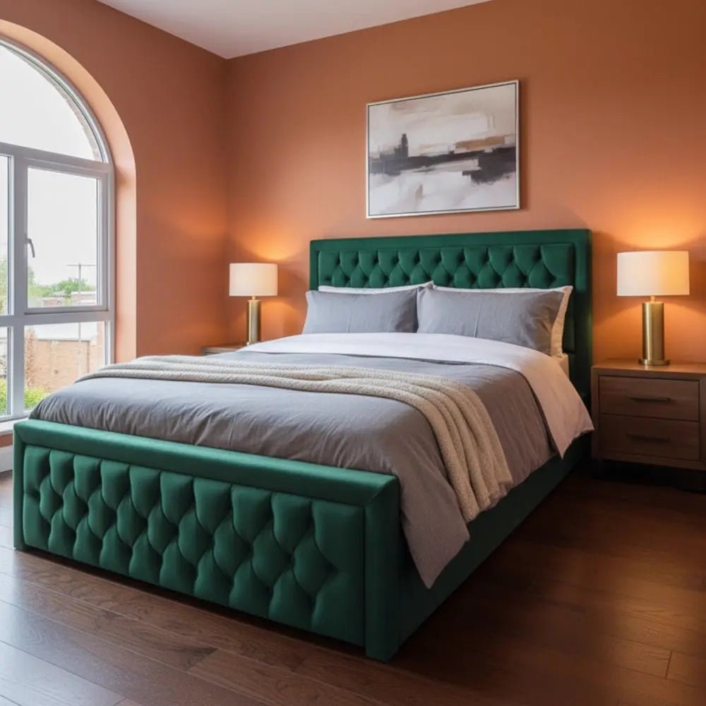 Heaven blue bed Upholstered Chesterfield Bed