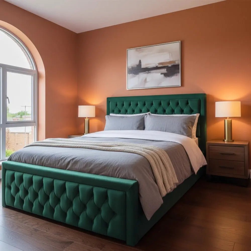 Heaven blue bed Upholstered Chesterfield Bed
