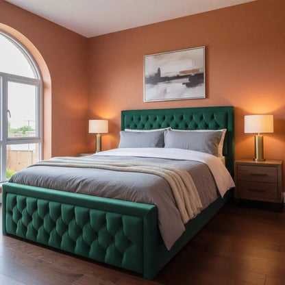 Heaven blue bed Upholstered Chesterfield Bed