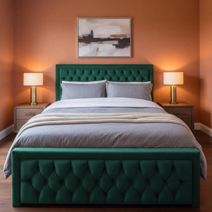 Heaven blue bed Upholstered Chesterfield Bed