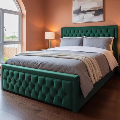 Heaven blue bed Upholstered Chesterfield Bed