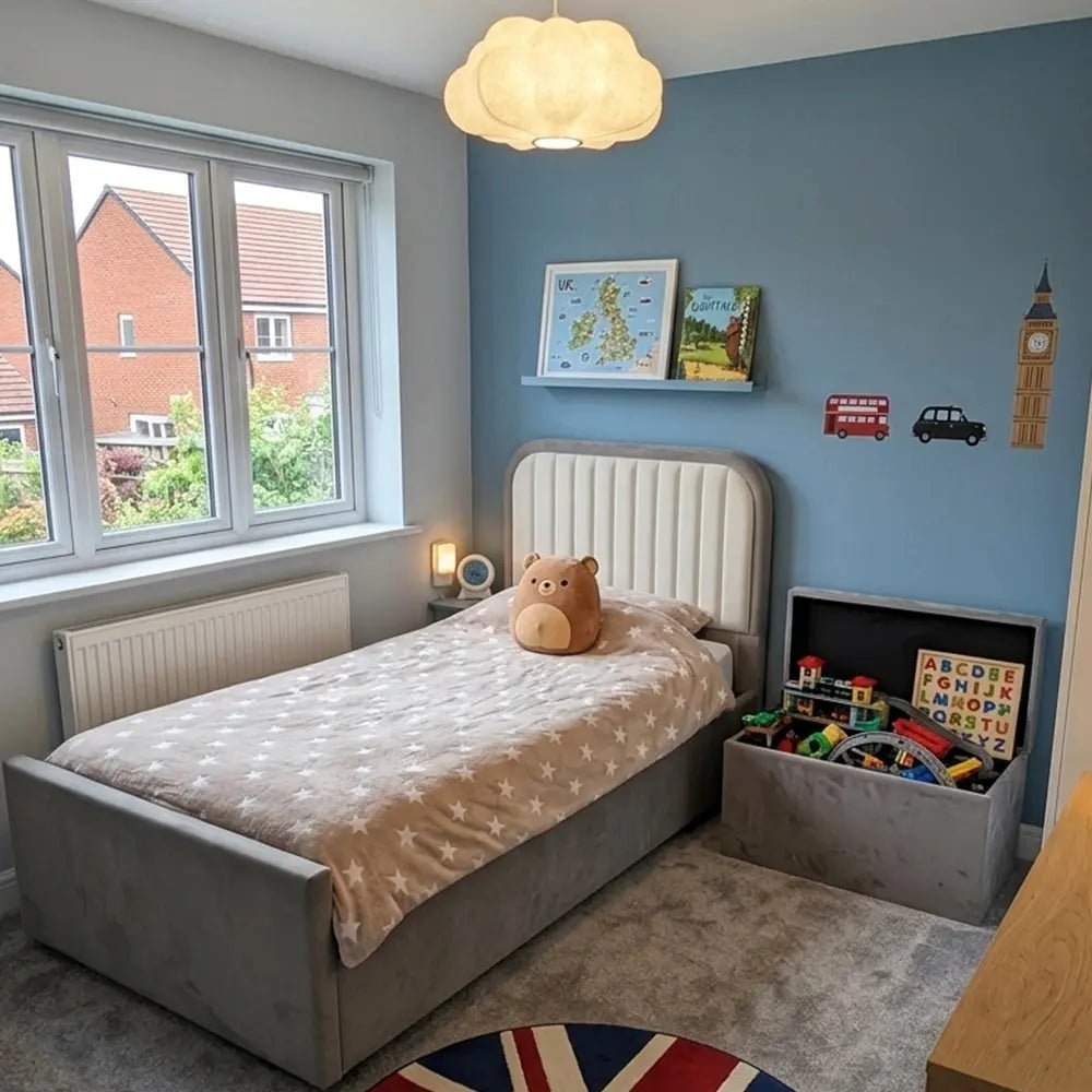 Honey Dream Kids Bed | Grey & White Plush Velvet