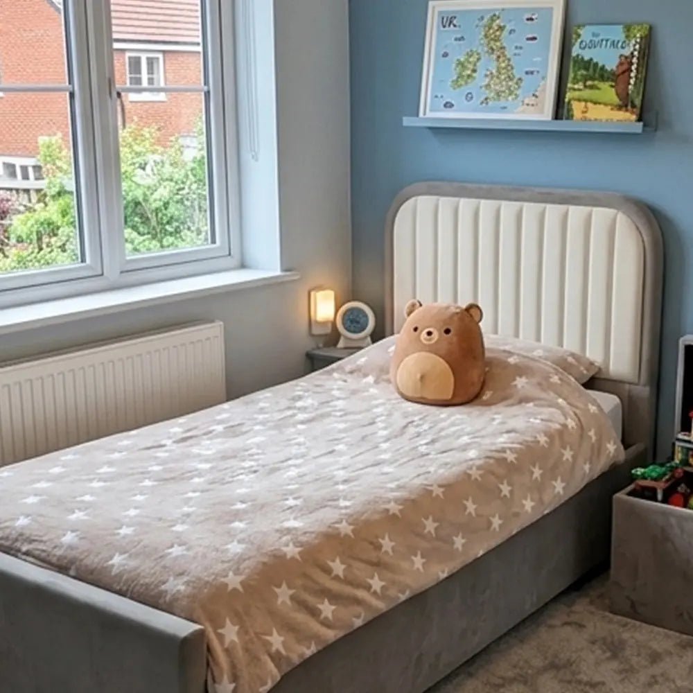 Honey Dream Kids Bed | Grey & White Plush Velvet