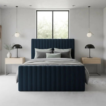 Line Narrowed Plush Velvet Upholstered Beds Frame
