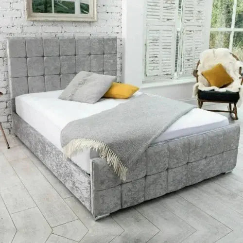 Monaco Cube Fabric Upholstered Bed Frame