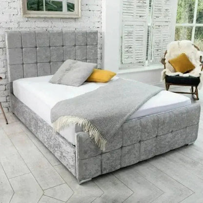 Monaco Cube Fabric Upholstered Bed Frame