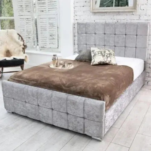 Monaco Cube Fabric Upholstered Bed Frame