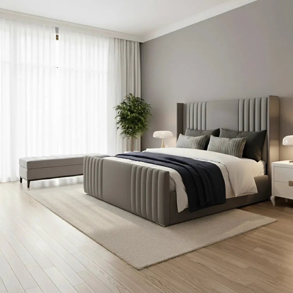NewYork Beds And Mattress Upholstered Wing Bed Beautiful Multi Colour and Gas lift