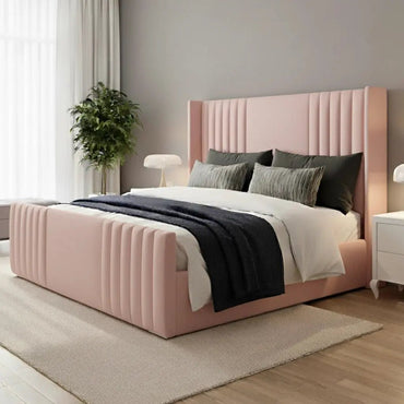 NewYork Beds And Mattress Upholstered Wing Bed Beautiful Multi Colour and Gas lift