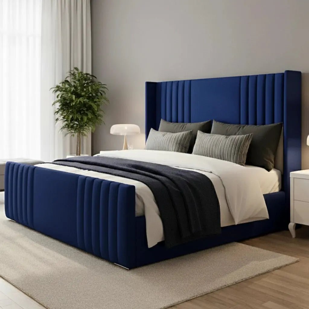 NewYork Beds And Mattress Upholstered Wing Bed Beautiful Multi Colour and Gas lift