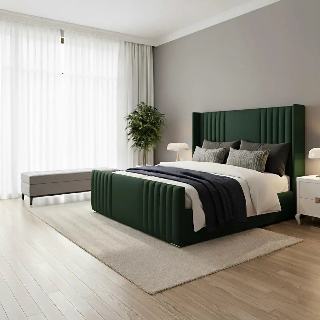 NewYork Beds And Mattress Upholstered Wing Bed Beautiful Multi Colour and Gas lift