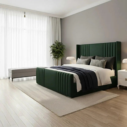 NewYork Beds And Mattress Upholstered Wing Bed Beautiful Multi Colour and Gas lift