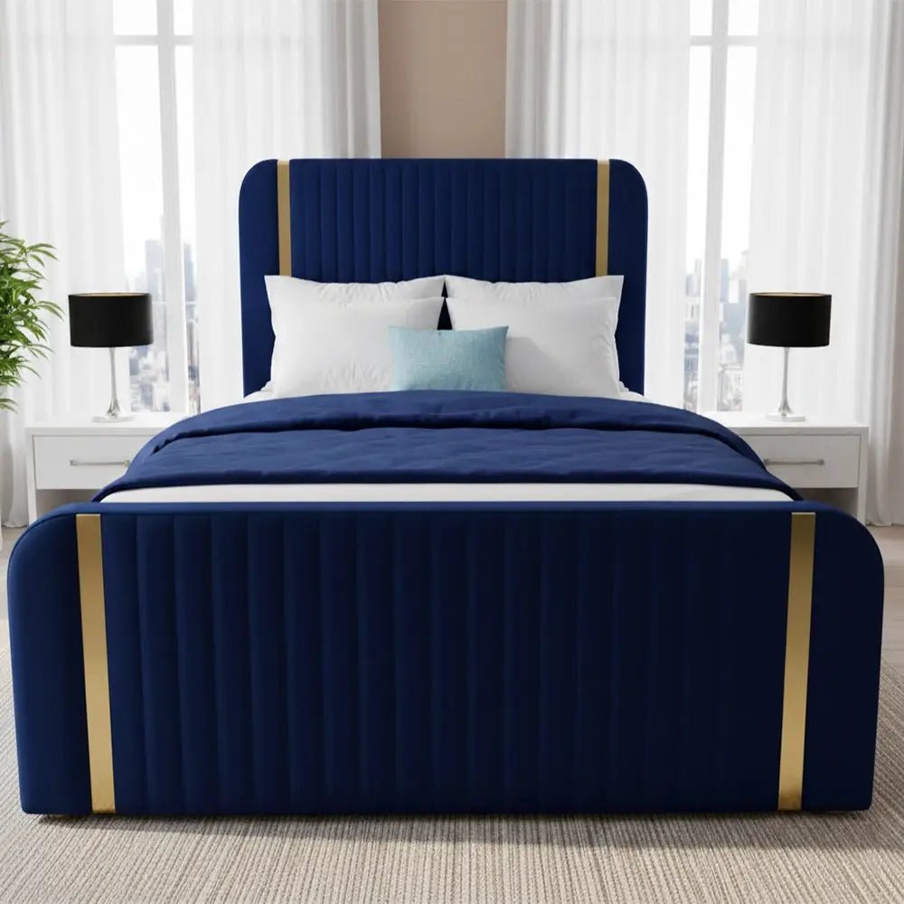 Night Bird Curved Panel Beds and Mattress Ottoman Gas Lift Storage Option
