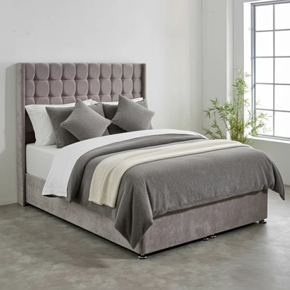 Willow Cubic Plush Velvet Ottoman Storage Bed Frame