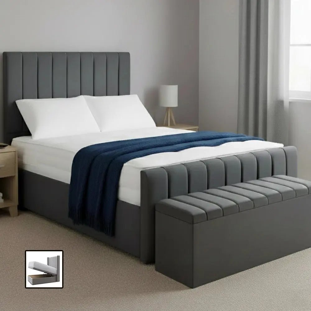 Panel Plush Velvet Upholstered Bed Frame Line