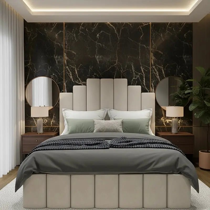 Veera Beds and Mattress Upholstered Panel Bed Frame Luxury Plush Velvet