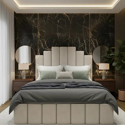 Veera Beds and Mattress Upholstered Panel Bed Frame Luxury Plush Velvet
